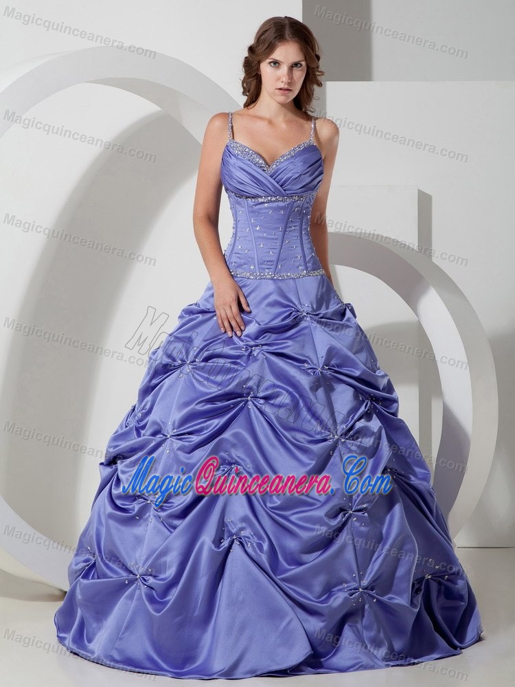 Spaghetti Straps Pick Ups Lilac Quinceanera Dresses in Salcaja