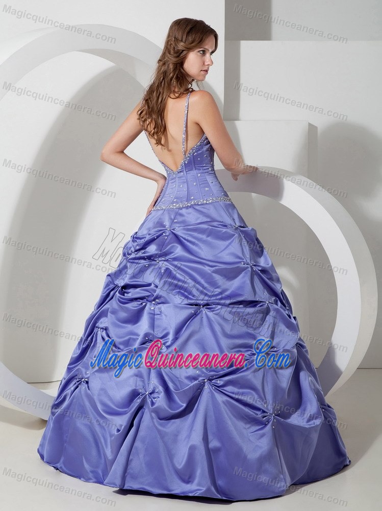 Spaghetti Straps Pick Ups Lilac Quinceanera Dresses in Salcaja