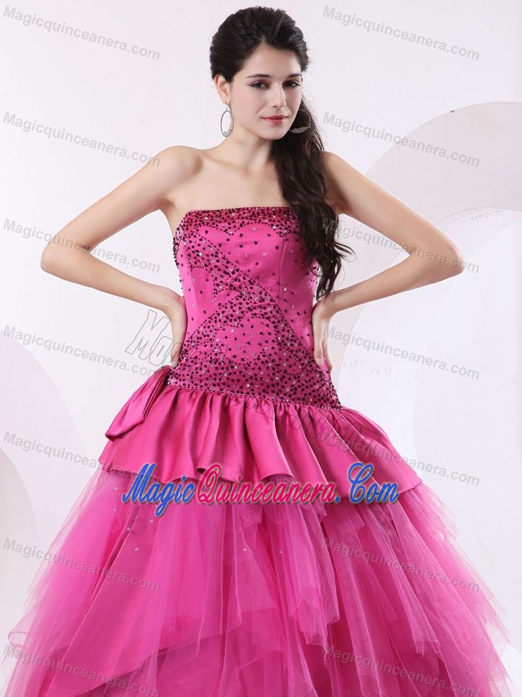 2013 Strapless Ball Gown Hot Pink Sweet 16 Dresses in Patulul