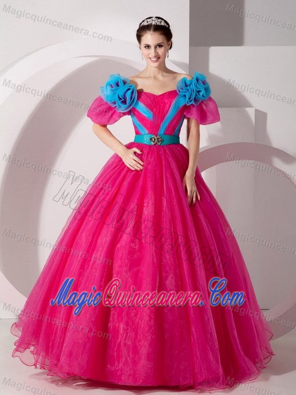 Two-toned Short Sleeves Cinderella Quinceanera Party Dress
