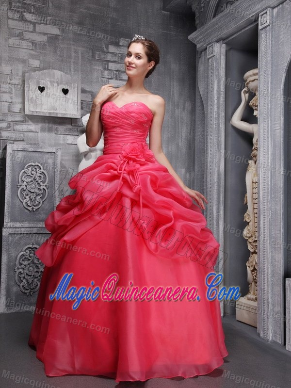 Plus Size Sweetheart Coral Red Quinceanera Gowns for Wholesale