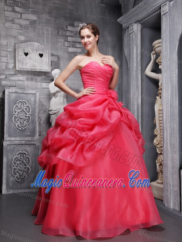Plus Size Sweetheart Coral Red Quinceanera Gowns for Wholesale