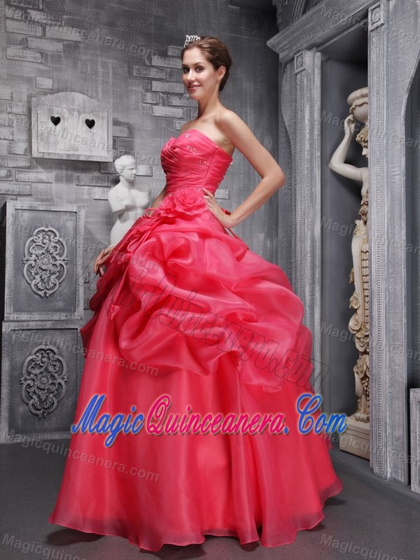 Plus Size Sweetheart Coral Red Quinceanera Gowns for Wholesale