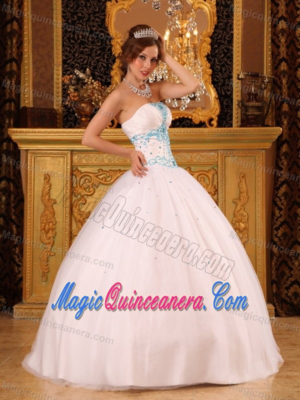 Strapless Rhinestones White Sweet Sixteen Quinceanera Dresses