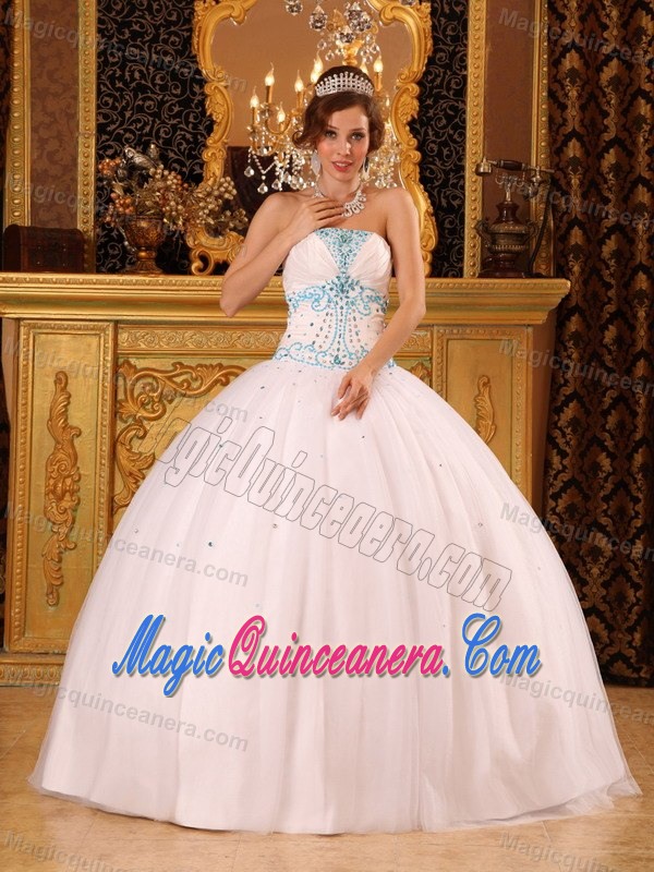Strapless Rhinestones White Sweet Sixteen Quinceanera Dresses
