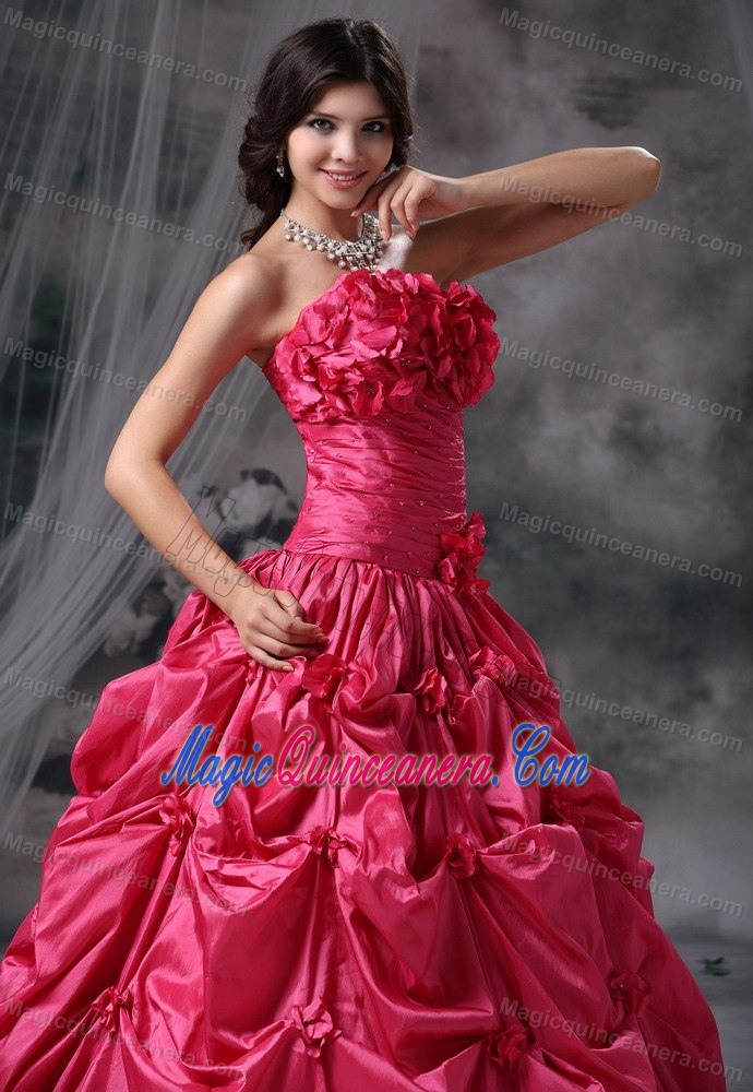 Coral Red Hand Made Flowers Sweet 15 Dress Pick-ups in Wollongong