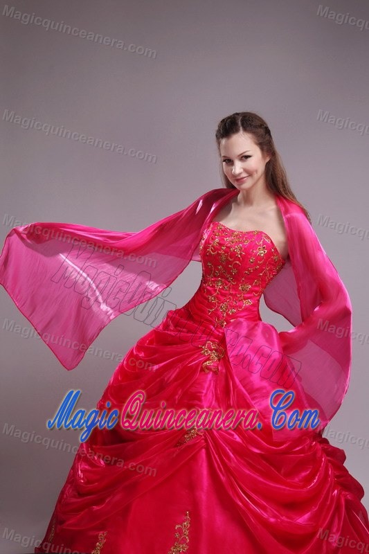 Hot Sale Red Pick-ups Strapless Vestidos De Quinceanera with Beading
