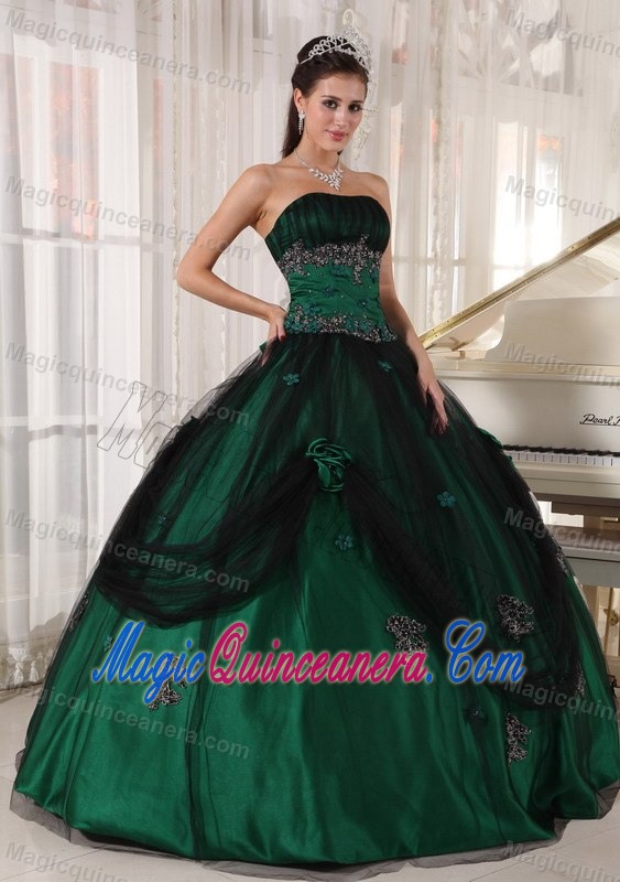 Wonderful Green Tulle and Taffeta Quinceanera Party Dresses Appliques
