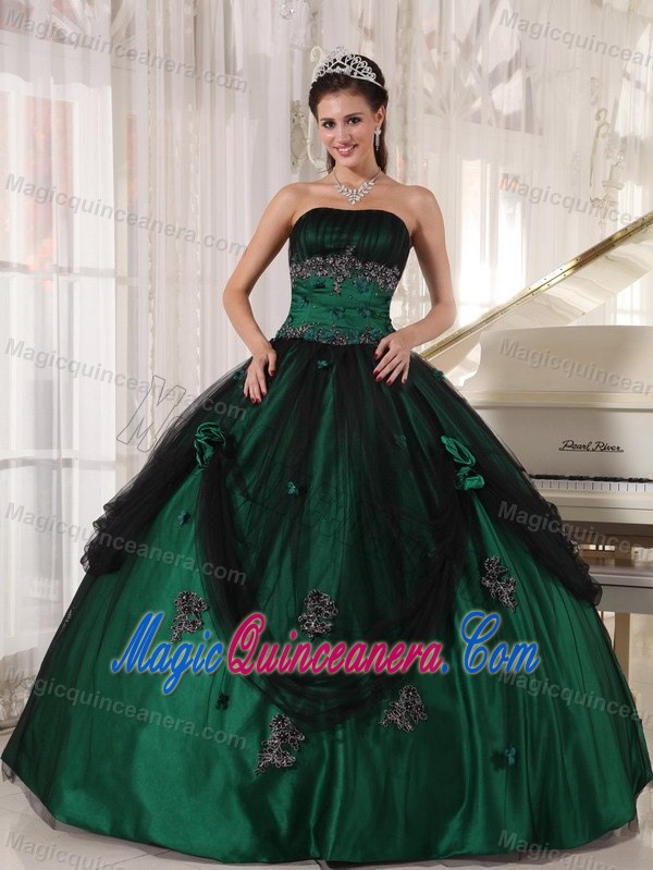 Wonderful Green Tulle and Taffeta Quinceanera Party Dresses Appliques