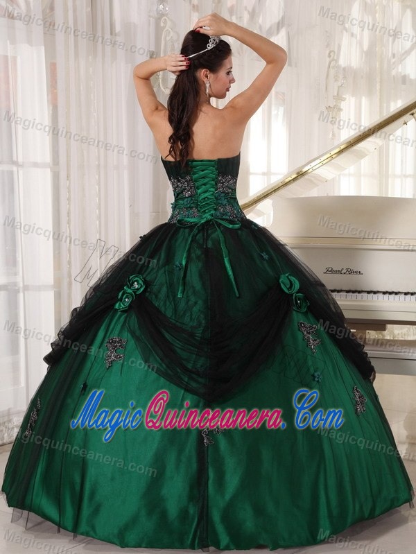 Wonderful Green Tulle and Taffeta Quinceanera Party Dresses Appliques