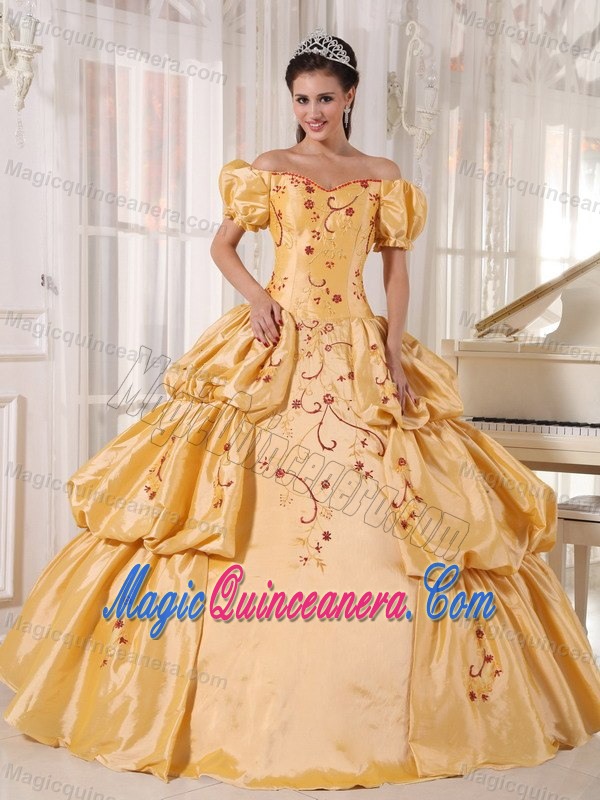 Off the Shoulder Embroidery La Quinceanera Dress Pick-ups in London
