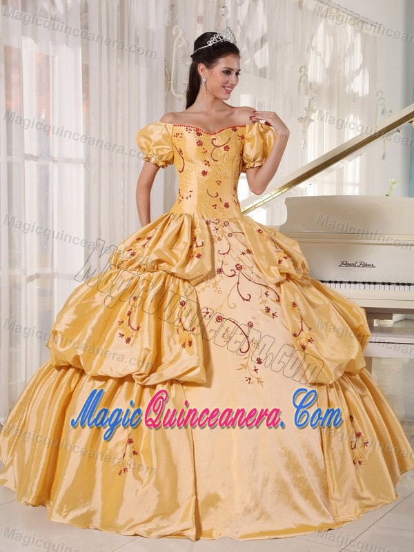 Off the Shoulder Embroidery La Quinceanera Dress Pick-ups in London