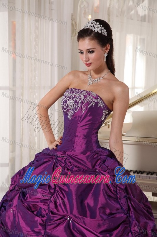 Customize Purple Appliques Quinceanera Dresses Pick-ups for Halifax