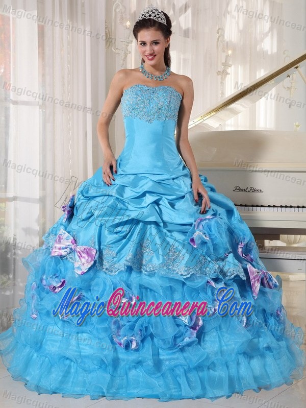Amazing Pick-ups and Appliques Quinceanera Party Dresses with Bow