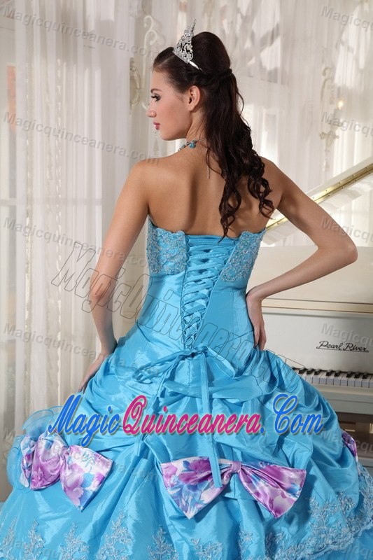 Amazing Pick-ups and Appliques Quinceanera Party Dresses with Bow