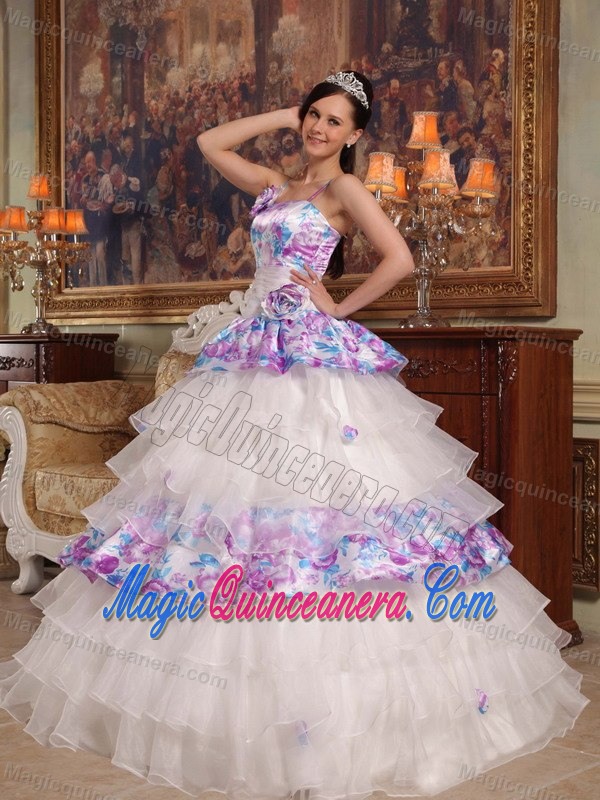 Organza Straps Print Sweet 15 Dresses Hand Made Flowers in Surrey
