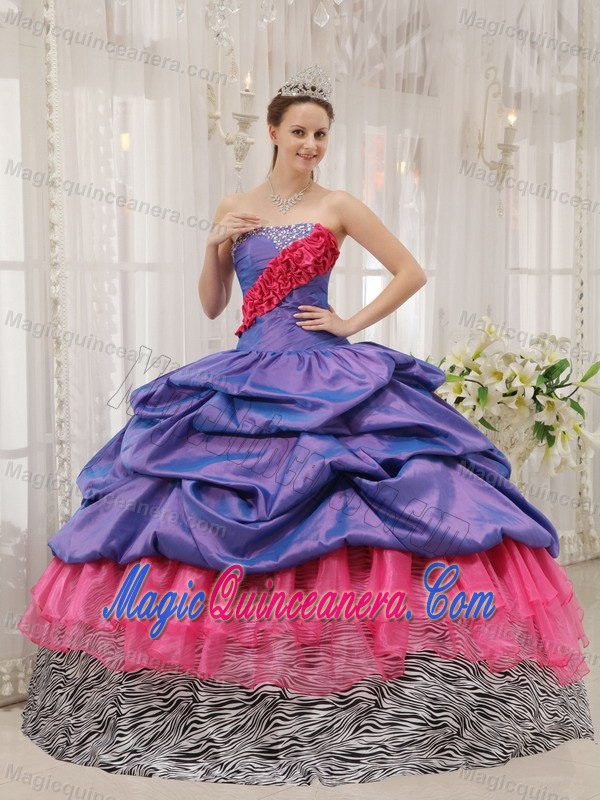Newest Ruffles and Pick-ups Dresses for a Quinceanera Zebra Printing