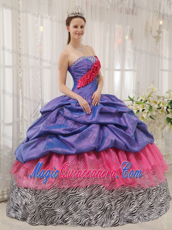 Newest Ruffles and Pick-ups Dresses for a Quinceanera Zebra Printing