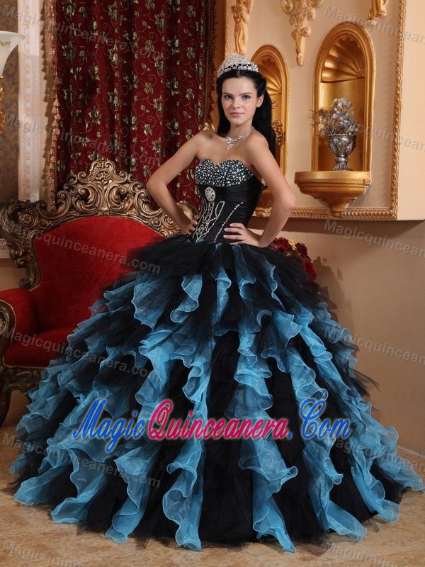 Exquisite Ruffled Layers Quinceanera Gown Beading Organza for Darwin