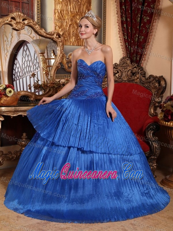 Noble Royal Blue Pleat Quinceanera Dresses with Appliques in Phoenix