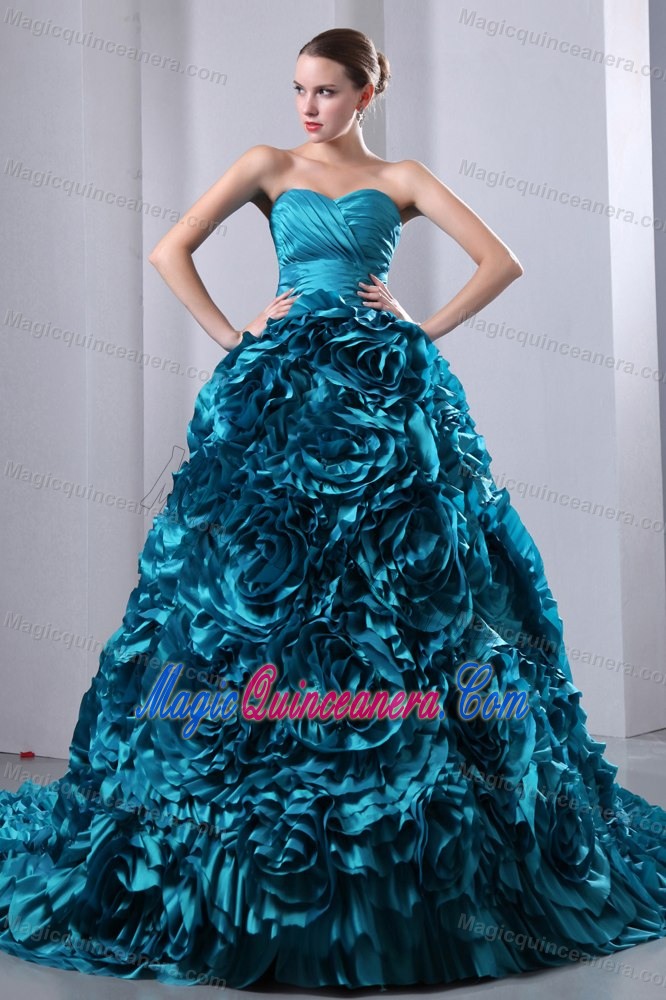 Bendigo Ruched Sweetheart Quinceanera Party Dresses Rolling Flowers
