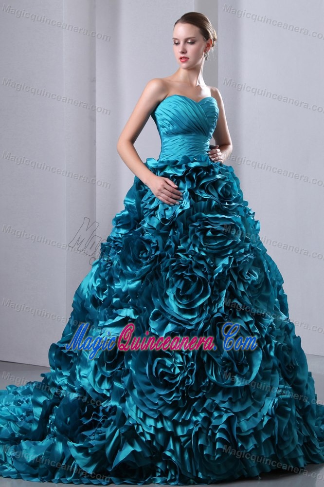 Bendigo Ruched Sweetheart Quinceanera Party Dresses Rolling Flowers