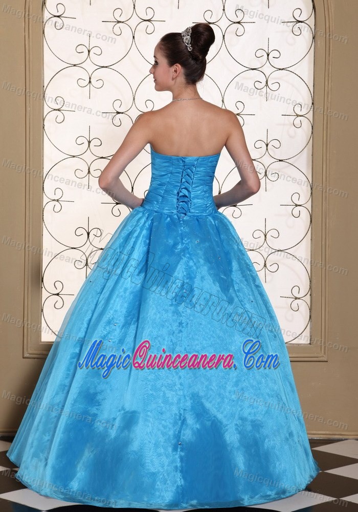 2013 Popular Blue Floor Length Quinceanera Dresses with Beading