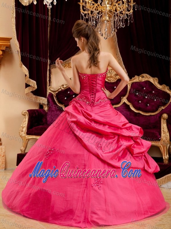 Beaded Coral Red Sweet 16 Dress with Appliques and Asymmetric Ruffled Layers