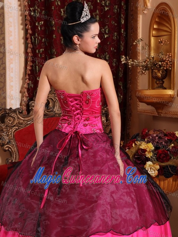 Sweetheart Hot Pink Quinceanera Dress with Embroidery and Beading