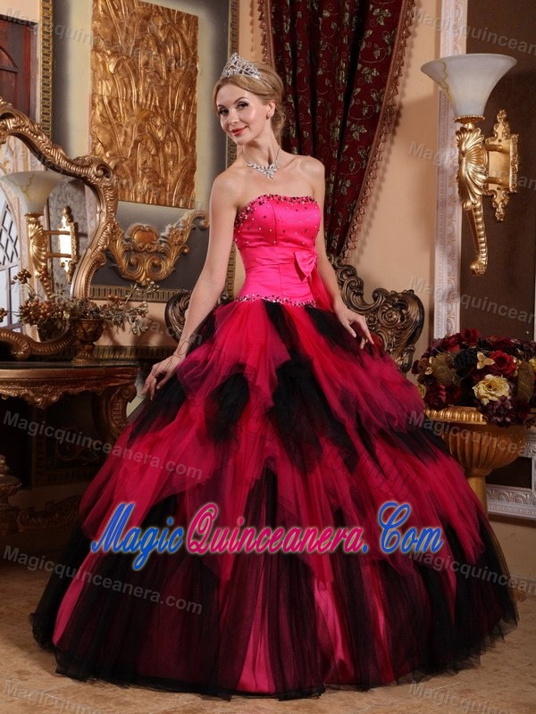 Multi-color Strapless Quinceanera Dress with Beading and a Bowknot Sash