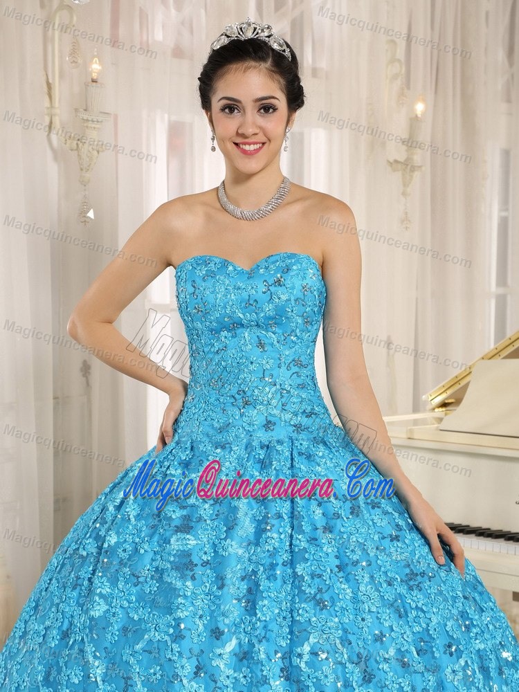 Sweetheart Teal Sweet 15 Dress with Embroidery Fabric In El Alto City