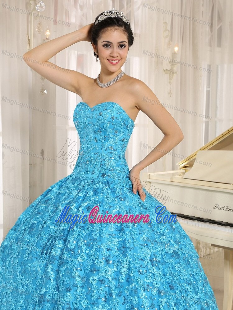 Sweetheart Teal Sweet 15 Dress with Embroidery Fabric In El Alto City