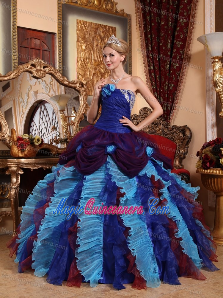 Multi-color Quinceanera Dress with Appliques and Beading for 2013 FL