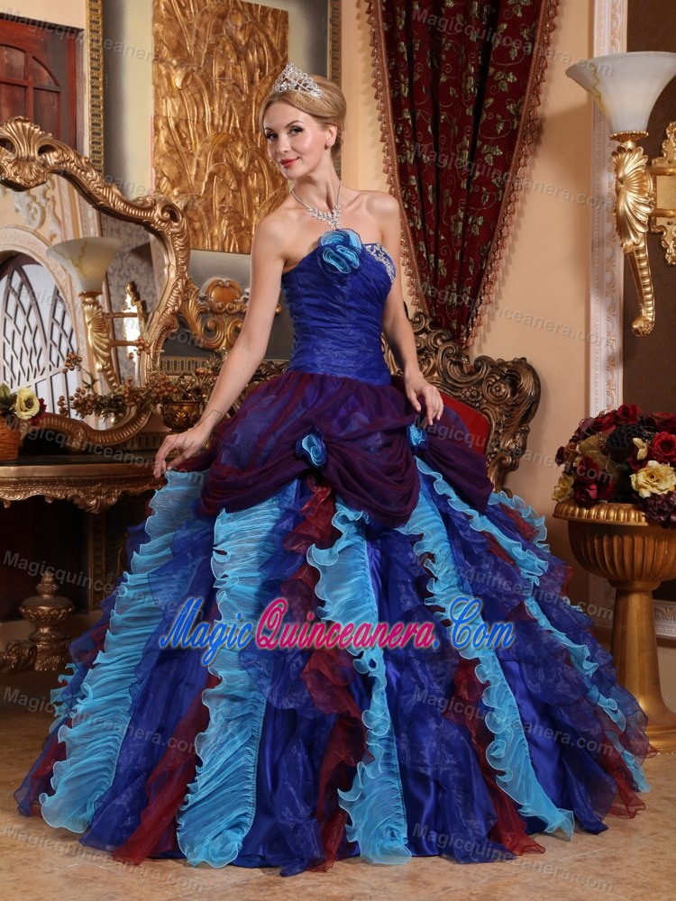 Multi-color Quinceanera Dress with Appliques and Beading for 2013 FL