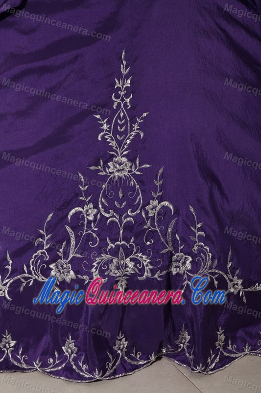 Deep Purple Quinceanera Dress with Embroidery and Pick Ups for 2013