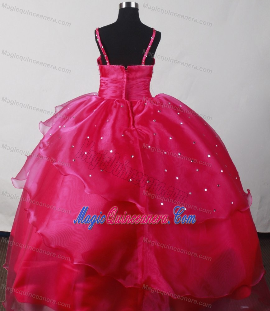Beaded Fuchsia Organza Straps Little Girl Pageant Dresses in Alabama