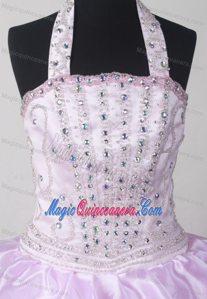 Brand New Oklahoma Baby Pink Beaded Halter Little Girl Pageant Dresses