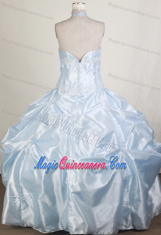 Pretty Ball Gown Halter Top Little Girl Pageant Dress With Pick-ups