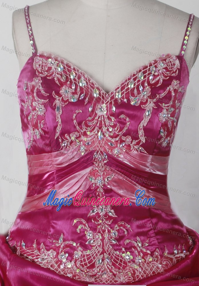 Beaded Embroidery Decorate Little Girl Pageant Dress with Spaghetti Straps