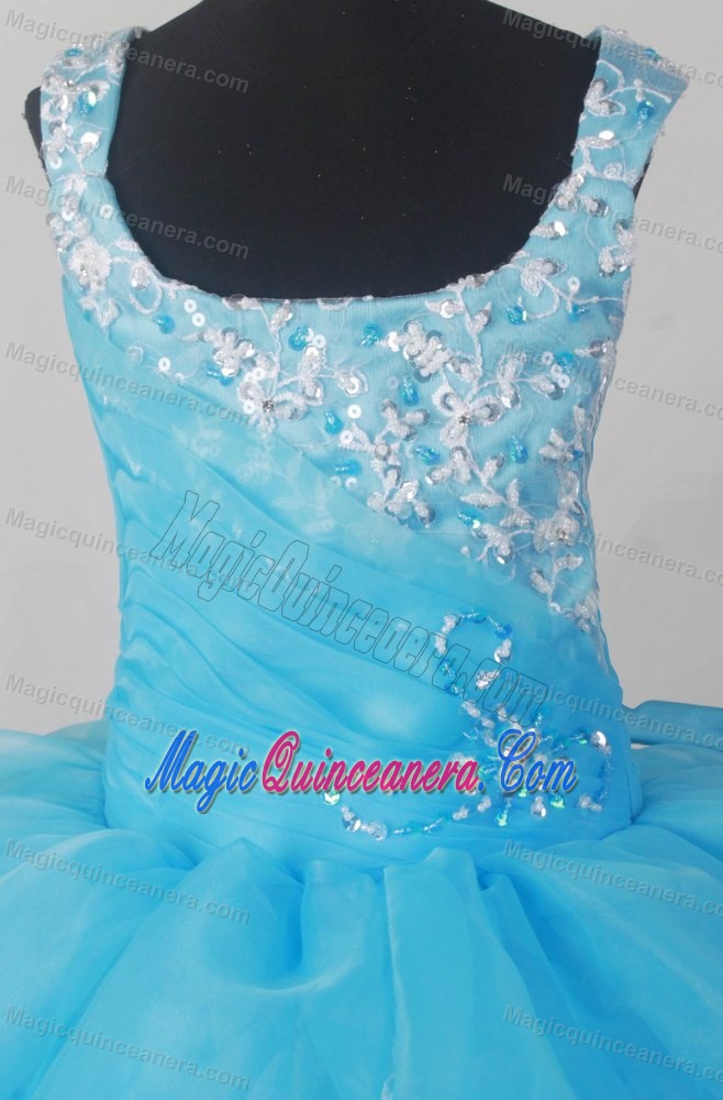 2013 Aqua Blue Scoop Pageant Dresses for Little Girls in Maryland