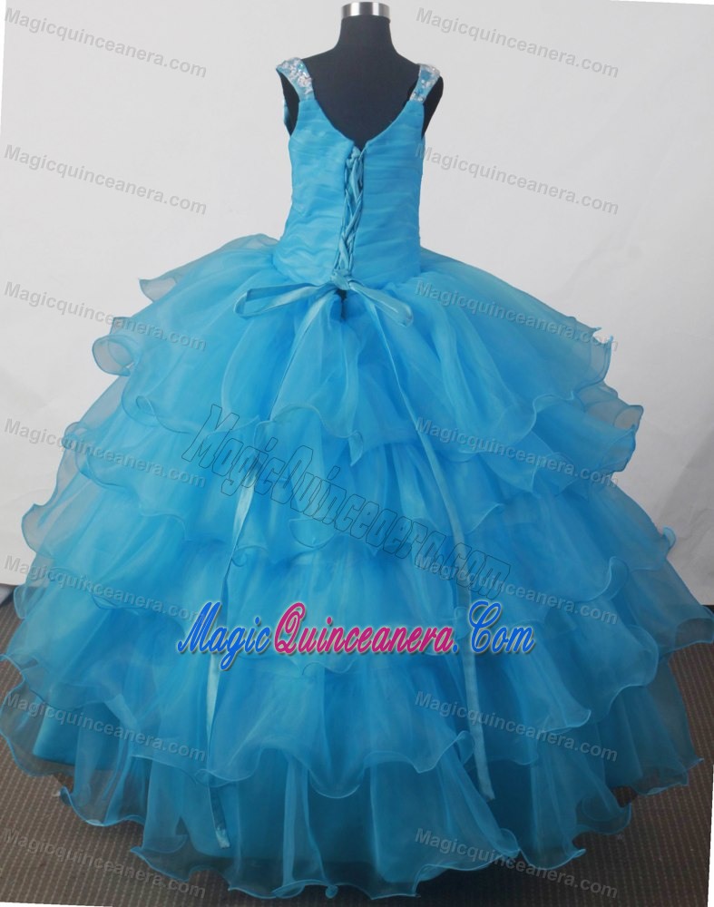 2013 Aqua Blue Scoop Pageant Dresses for Little Girls in Maryland