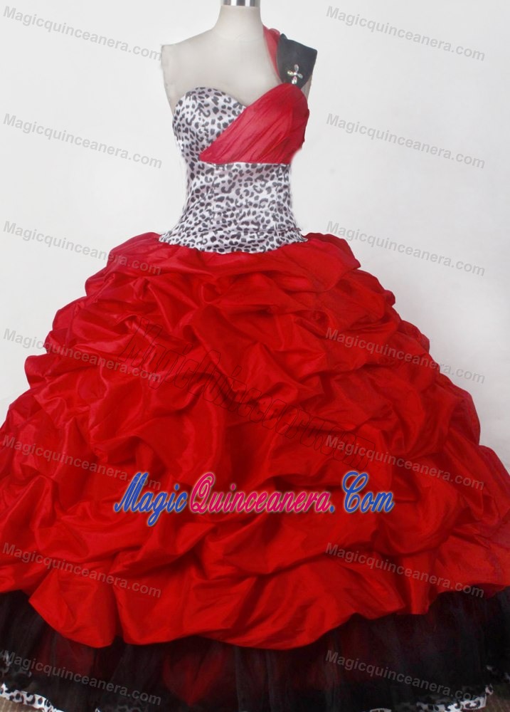 Leopard One Shoulder Little Girl Pageant Dress Pick-ups Decorate