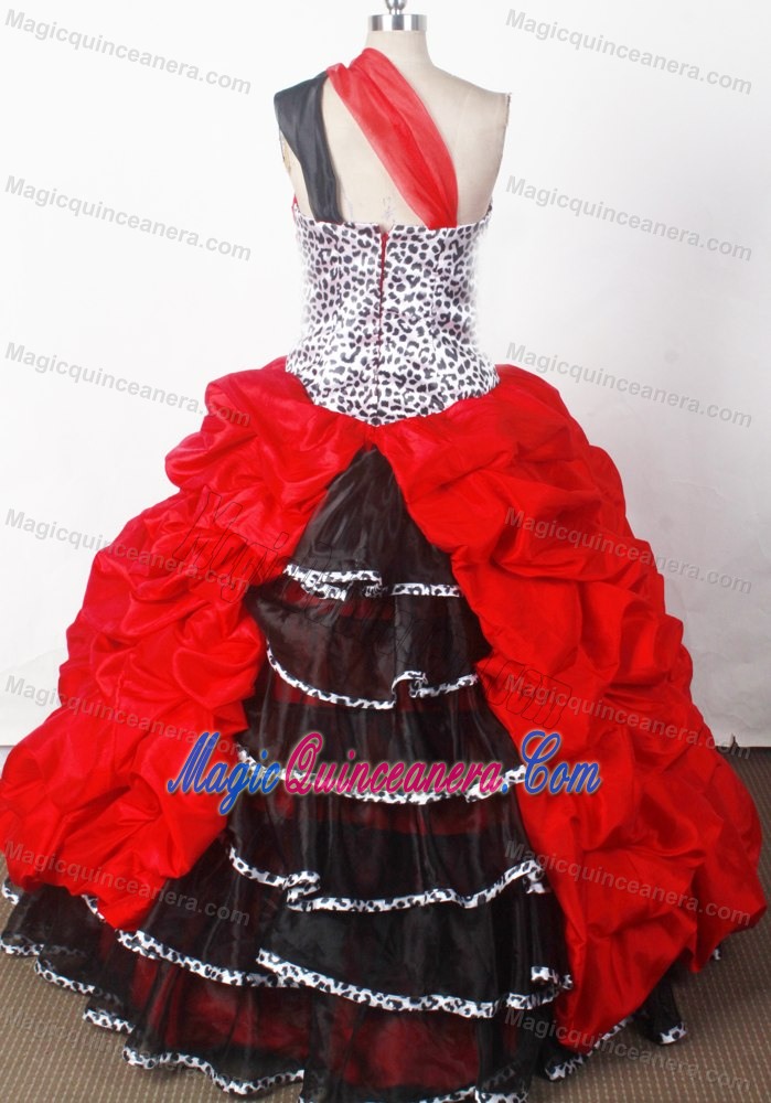 Leopard One Shoulder Little Girl Pageant Dress Pick-ups Decorate