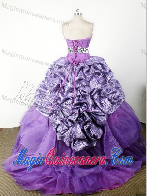 Zebra Belt Little Girl Pageant Dress with Flower Appliques and Pick-ups