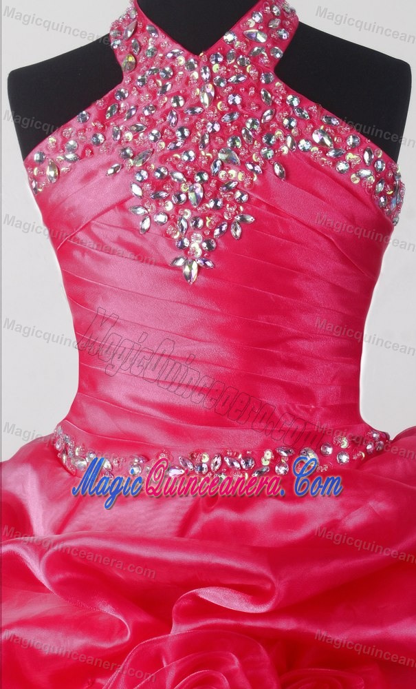 Pick-ups and Beading for Halter Little Girl Pageant Dress for Discount