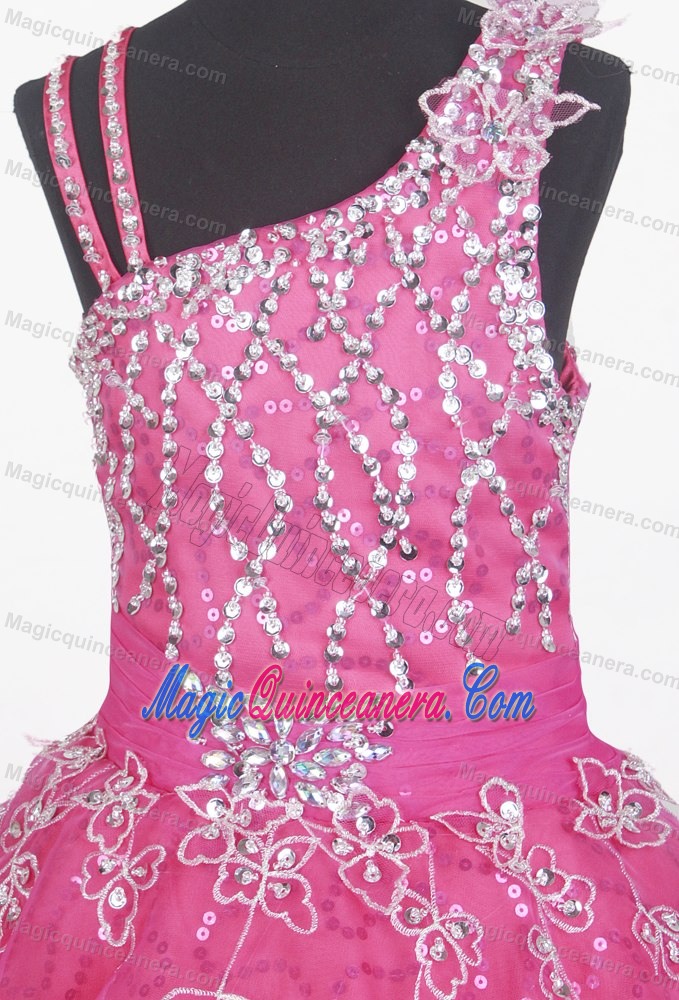 2014 Beading and Flowers for Strap Indiana Little Girl Pageant Dress