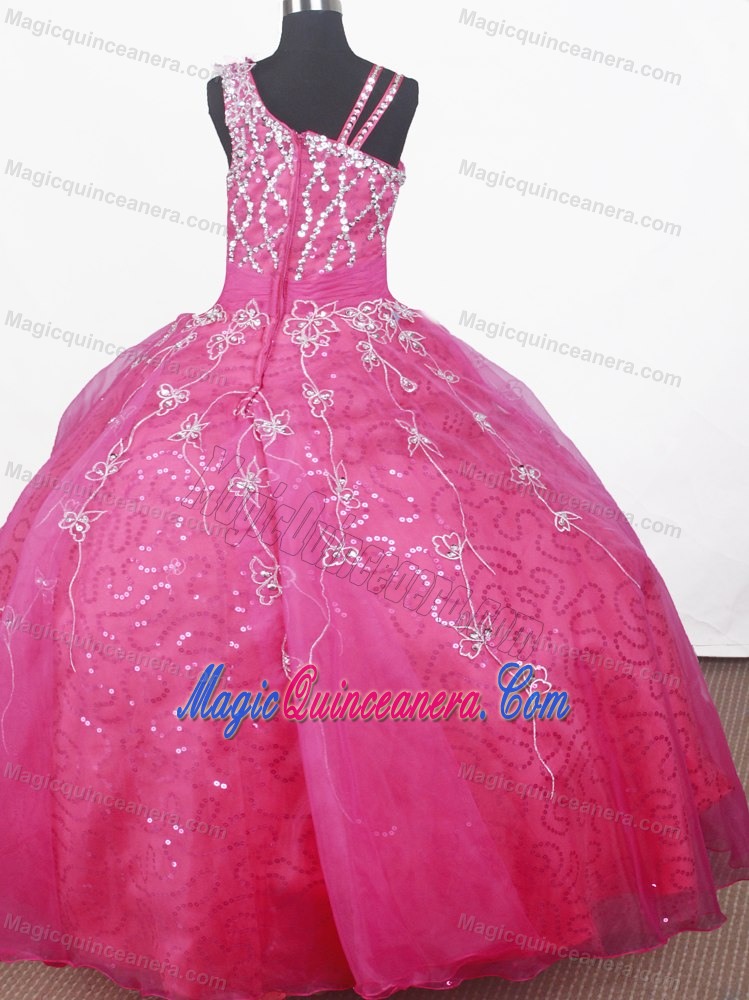 2014 Beading and Flowers for Strap Indiana Little Girl Pageant Dress