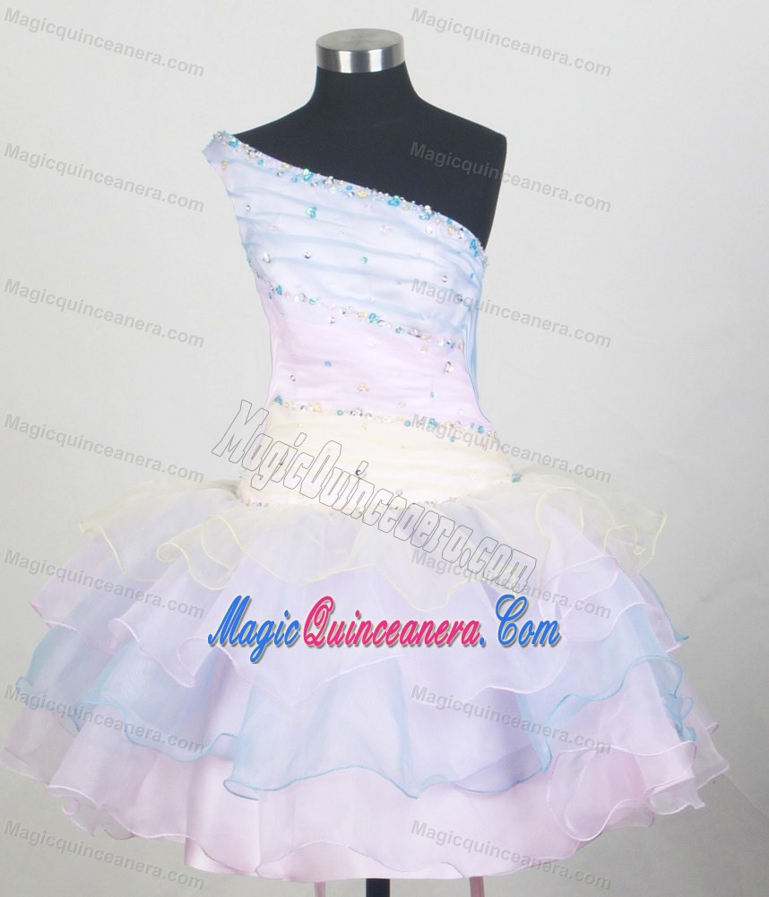 One Shoulder and Ruffled Layers for Colorful Glitz Pageant Dresses