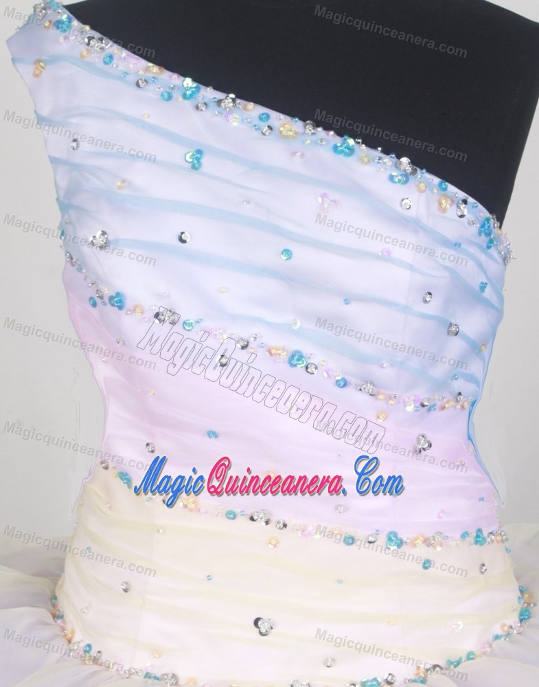 One Shoulder and Ruffled Layers for Colorful Glitz Pageant Dresses