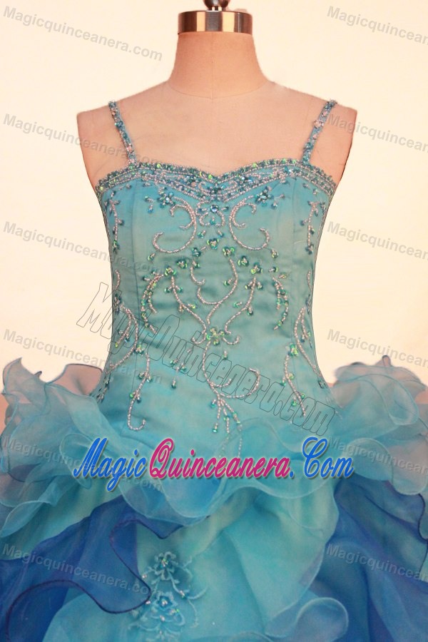 Multi-color Ruffled Layers Decorate Glitz Pageant Dresses with Straps